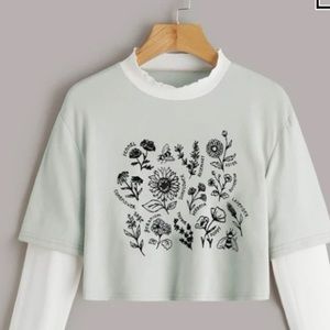 Long sleeve layered crop top